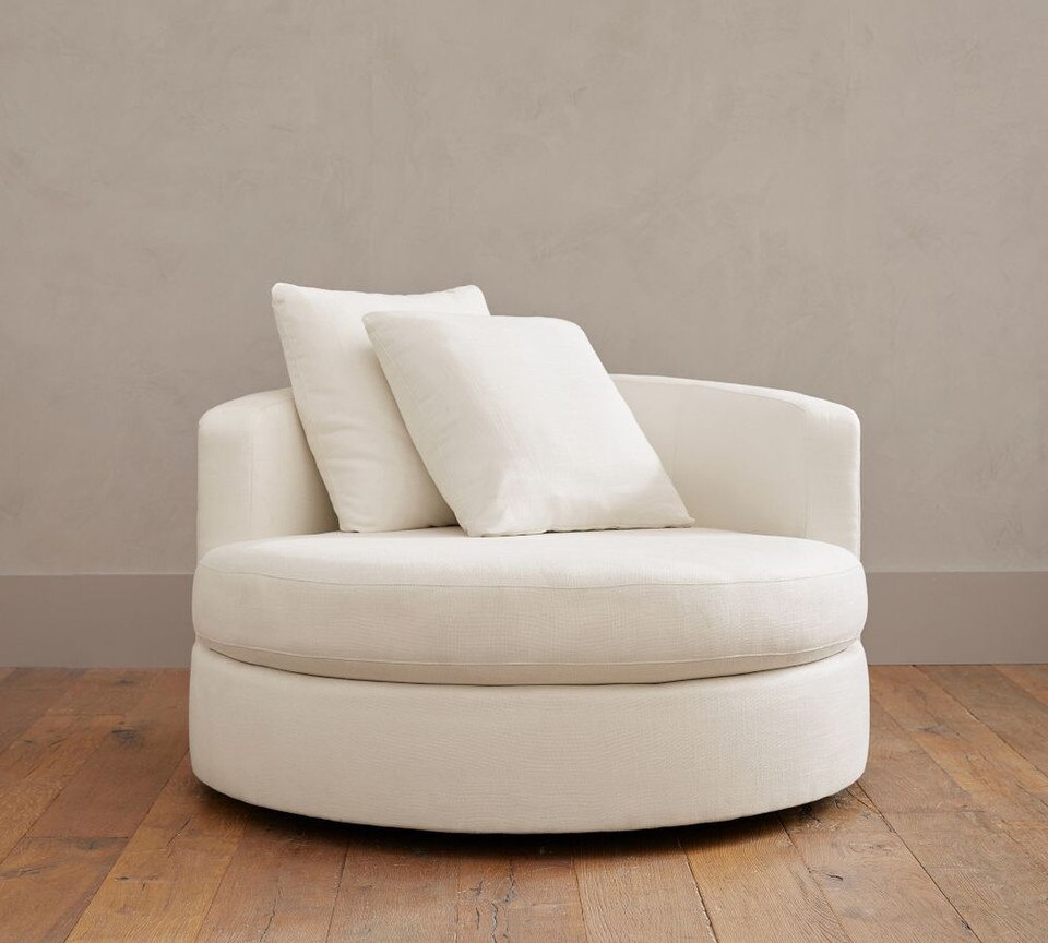 Balboa Upholstered Swivel Armchair Pottery Barn Australia